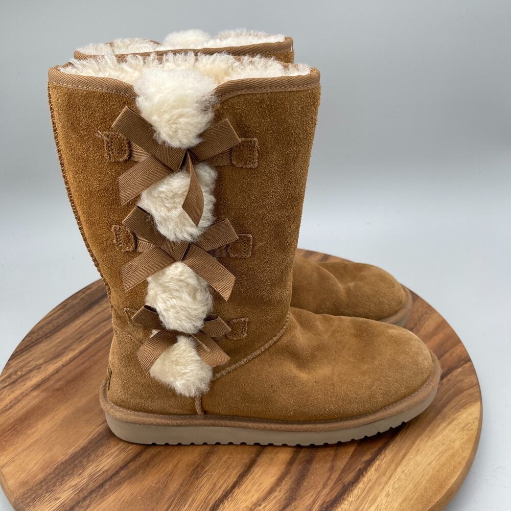 Koolaburra by UGG Victoria Tall Boots Womens 9 Chestnut Suede Faux Fur Shearling